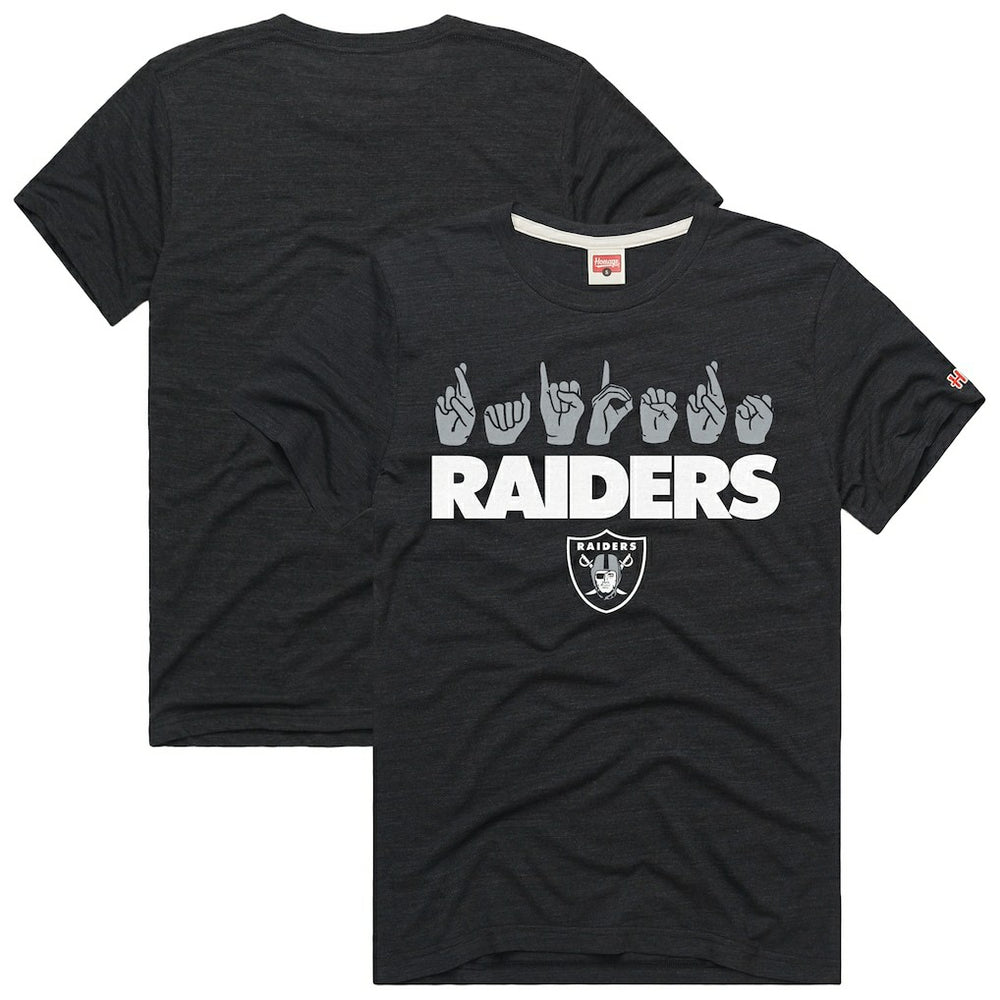 Las Vegas Raiders Homage Unisex NFL ASL Collection by Love Sign Tri-Blend T-Shirt - Black - NFL