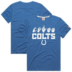 Indianapolis Colts Homage Unisex NFL ASL Collection by Love Sign Tri-Blend T-Shirt - Royal - NFL