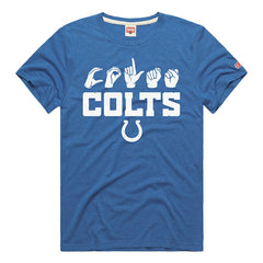 Indianapolis Colts Homage Unisex NFL ASL Collection by Love Sign Tri-Blend T-Shirt - Royal - NFL