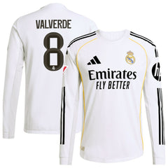 Adidas - Federico Valverde Real Madrid 2025/26 Home Long Sleeve Jersey - White