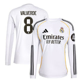 Adidas - Federico Valverde Real Madrid 2025/26 Home Replica Long Sleeve Jersey - White