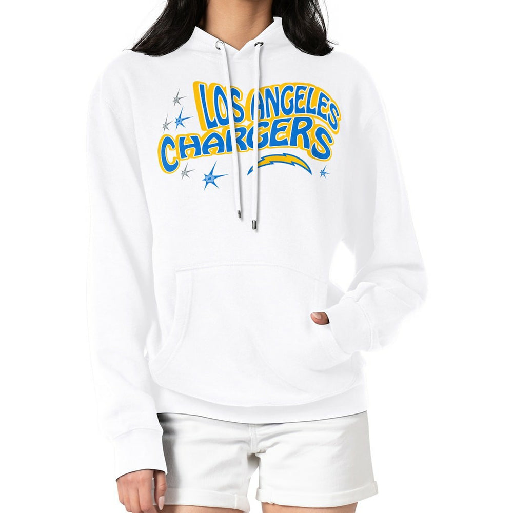 Los Angeles Chargers Starter Women's Fireworks Fleece Pullover Hoodie - White - NFL