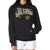 New Orleans Saints Starter Women's Fireworks Fleece Pullover Hoodie - Black - NFL