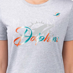 Miami Dolphins G-III 4Her by Carl Banks Women's Super-Slim Fit Lightweight Shadow Logo T-Shirt - Gray - NFL