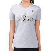 New Orleans Saints G-III 4Her by Carl Banks Women's Super-Slim Fit Lightweight Shadow Logo T-Shirt - Gray - NFL