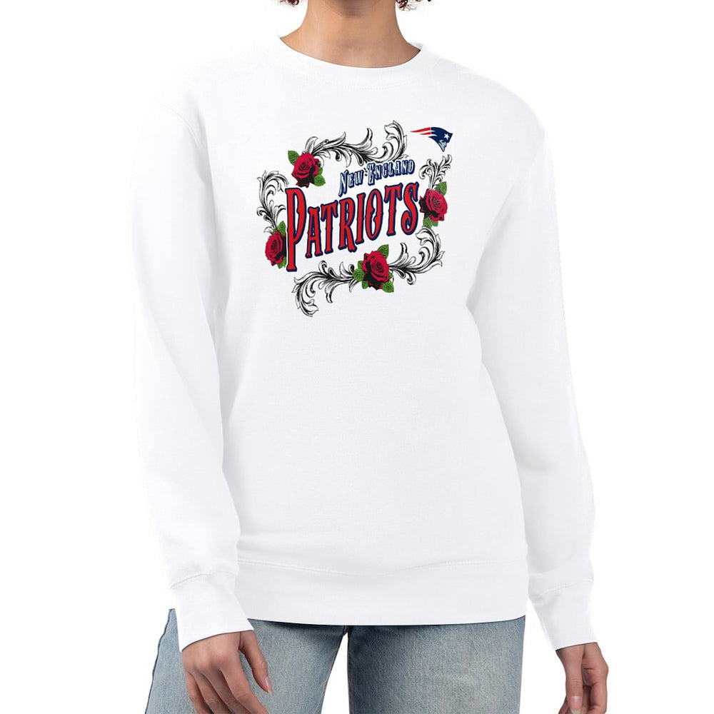 New England Patriots G-III 4Her by Carl Banks Women's Roses Fleece Tri-Blend Pullover Sweatshirt - White - NFL