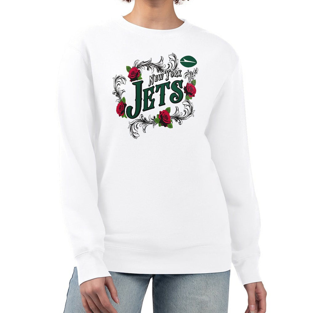 New York Jets G-III 4Her by Carl Banks Women's Roses Fleece Tri-Blend Pullover Sweatshirt - White - NFL