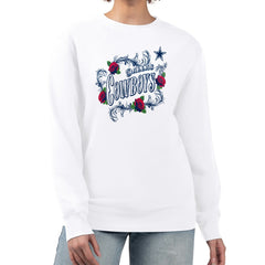 Dallas Cowboys G-III 4Her by Carl Banks Women's Roses Fleece Tri-Blend Pullover Sweatshirt - White - NFL