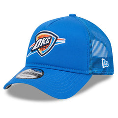 New Era Oklahoma City Thunder Core Logo Foam Front A-Frame 9FORTY Adjustable Trucker Hat Blue