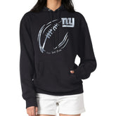 New York Giants G-III 4Her by Carl Banks Women's Metallic Print Football Sketch Fleece Pullover Hoodie - Black - NFL