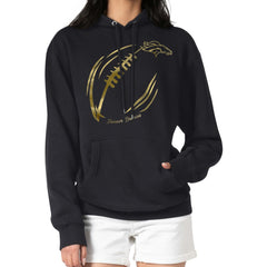 Denver Broncos G-III 4Her by Carl Banks Women's Metallic Print Football Sketch Fleece Pullover Hoodie - Black - NFL