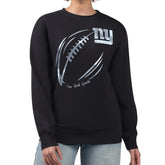 New York Giants G-III 4Her by Carl Banks Women's Metallic Print Football Sketch Fleece Crewneck Sweatshirt - Black - NFL