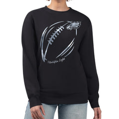 Philadelphia Eagles G-III 4Her by Carl Banks Women's Metallic Print Football Sketch Fleece Crewneck Sweatshirt - Black - NFL