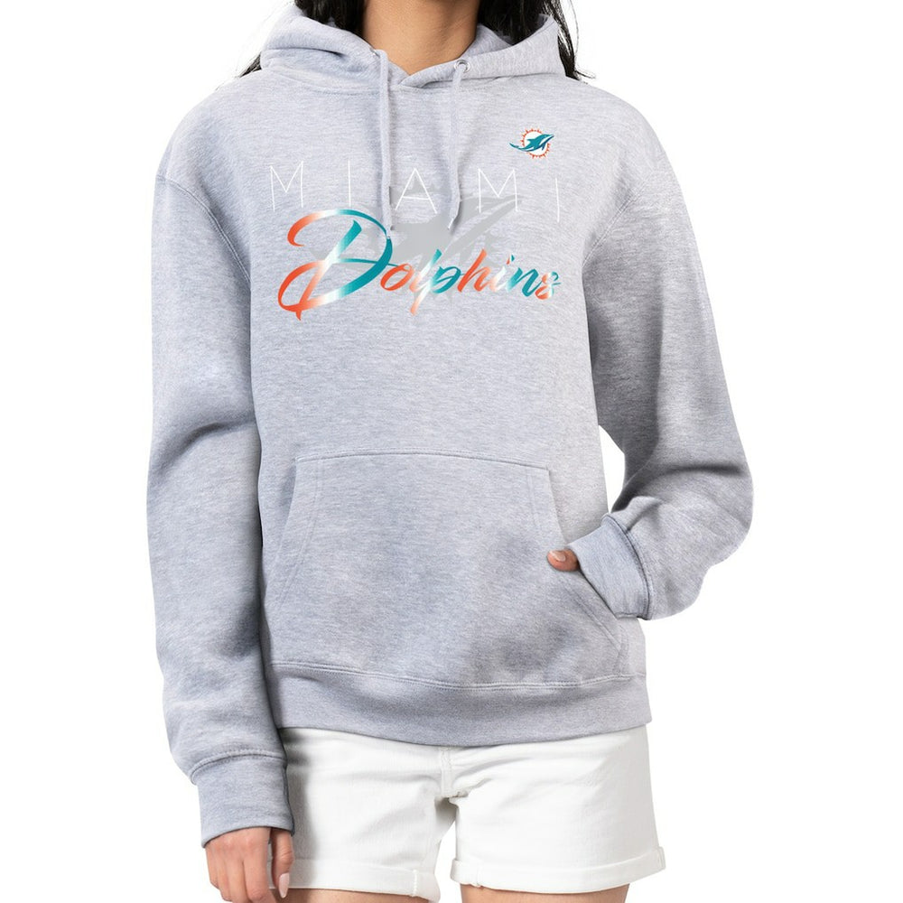 Miami Dolphins G-III 4Her by Carl Banks Women's Shadow Logo Fleece Pullover Hoodie - Gray - NFL