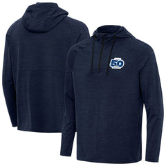 Seattle Seahawks Antigua 50th Season Spikes Raglan Quarter-Zip Hoodie - College Navy - NFL