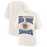 New York Knicks WEAR by Erin Andrews Women's Ball Boyfriend T-Shirt Cream