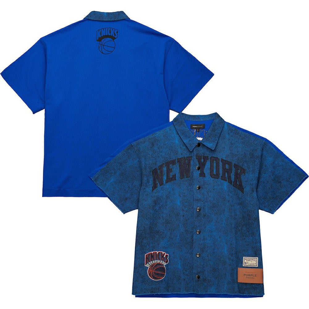 Mitchell & Ness New York Knicks x Purple Brand Button-Up Shooting Shirt Navy