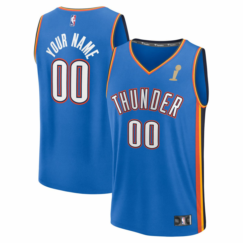 Fanatics Oklahoma City Thunder 2025 NBA Finals Champions Fast Break Replica Custom Jersey Blue Icon Edition