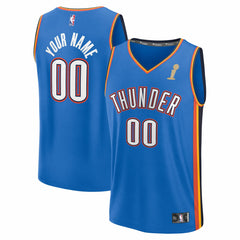 Fanatics Oklahoma City Thunder 2025 NBA Finals Champions Fast Break Replica Custom Jersey Blue Icon Edition