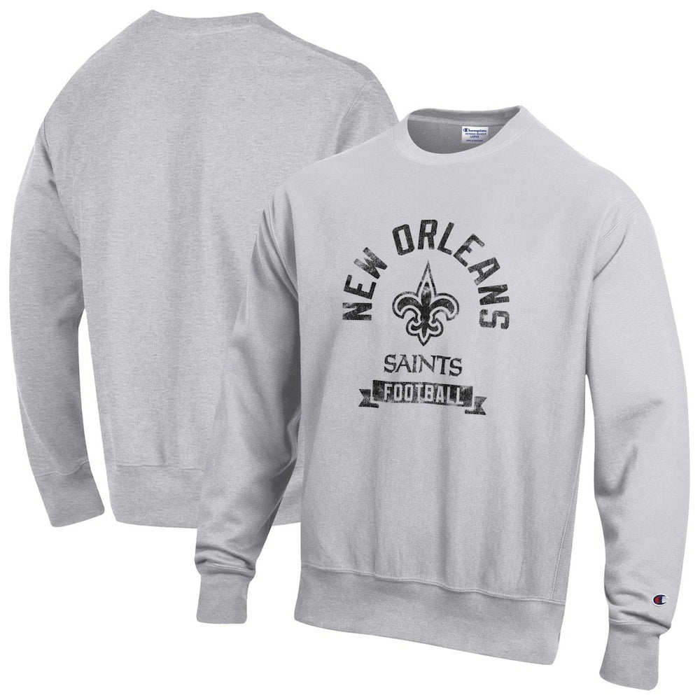 New Orleans Saints Champion Reverse Weave Fleece Pullover Sweatshirt - Heather Gray - NFL