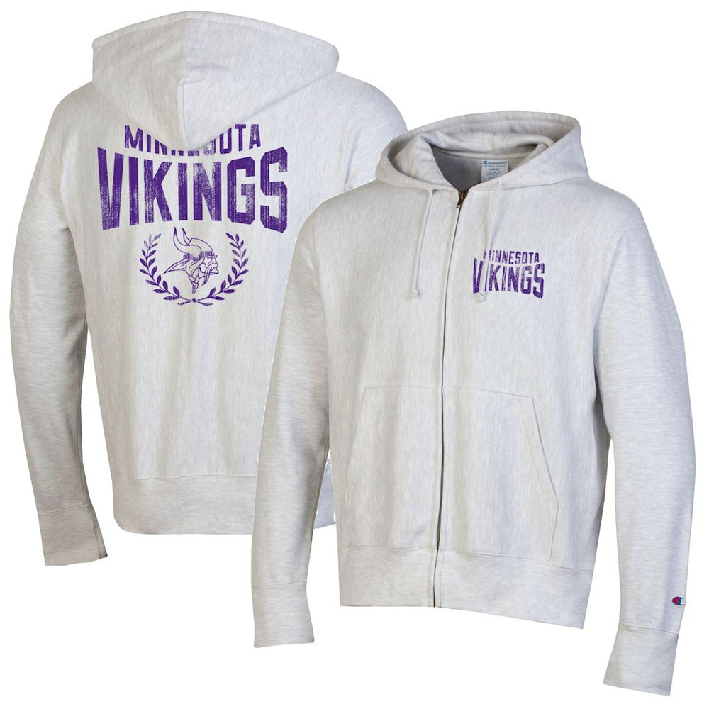 Minnesota Vikings Champion Reverse Weave Full-Zip Hoodie - Heather Gray - NFL