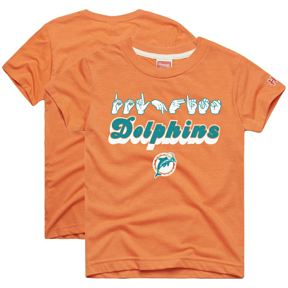 Miami Dolphins Homage Youth Love Sign x ASL 2.0 Tri-Blend T-Shirt - Orange - NFL