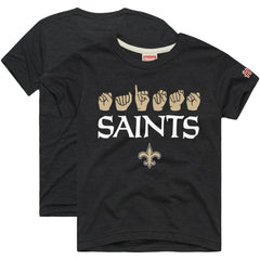 New Orleans Saints Homage Youth Love Sign x ASL 2.0 Tri-Blend T-Shirt - Charcoal - NFL