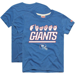 New York Giants Homage Youth Love Sign x ASL 2.0 Tri-Blend T-Shirt - Royal - NFL