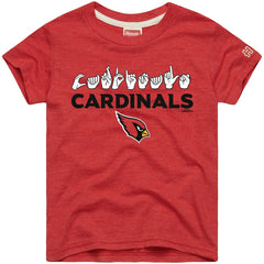 Arizona Cardinals Homage Youth Love Sign x ASL 2.0 Tri-Blend T-Shirt - Cardinal - NFL