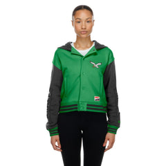 Philadelphia Eagles New Era Women's Throwback Full-Snap Hooded Jacket - Kelly Green - NFL