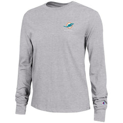 Miami Dolphins Champion Women's Core Long-Sleeve T-Shirt - Heather Gray - NFL