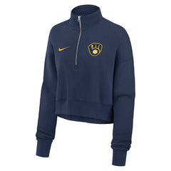 Milwaukee Brewers Nike Women's Primetime Phoenix Fleece Half-Zip Sweatshirt Outlet