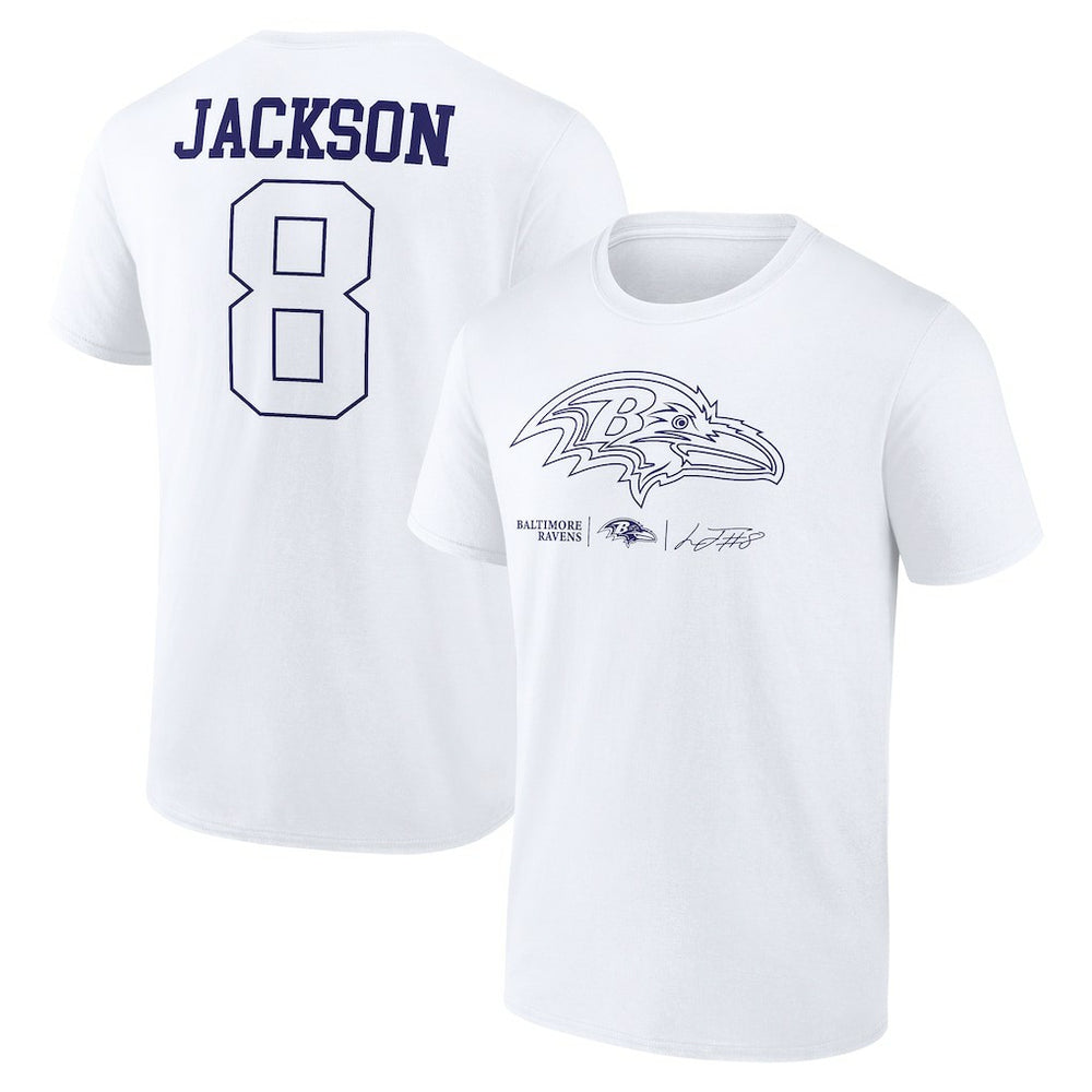 Lamar Jackson Baltimore Ravens Tonal Name & Number T-Shirt - White - NFL