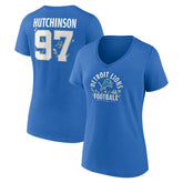 Aidan Hutchinson Detroit Lions Women's Floral Name & Number V-Neck T-Shirt - Blue - NFL