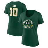 Jordan Love Green Bay Packers Women's Floral Name & Number V-Neck T-Shirt - Green - NFL