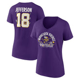Justin Jefferson Minnesota Vikings Women's Floral Name & Number V-Neck T-Shirt - Purple - NFL