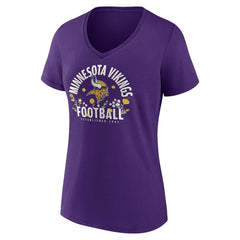 Justin Jefferson Minnesota Vikings Women's Floral Name & Number V-Neck T-Shirt - Purple - NFL