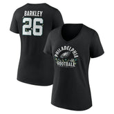 Saquon Barkley Philadelphia Eagles Women's Floral Name & Number V-Neck T-Shirt - Black - NFL