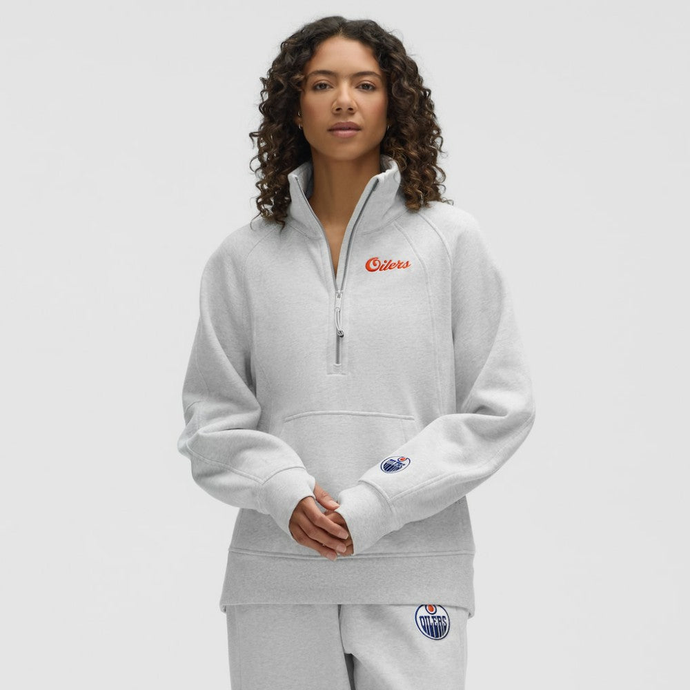 Edmonton Oilers lululemon Women's Long Scuba Oversized Half-Zip Funnel Neck - Heathered Core Ultra Light Grey | NHL sale