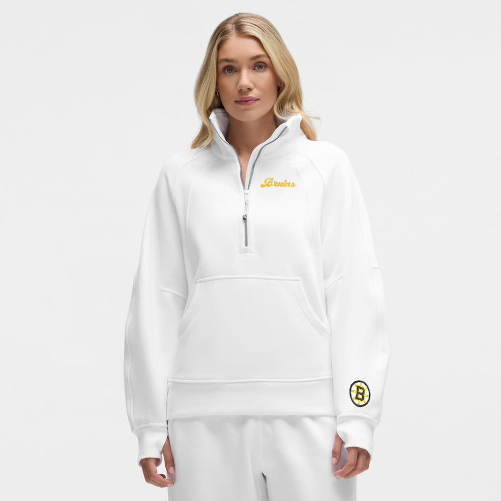 Boston Bruins lululemon Women's Long Scuba Oversized Half-Zip Funnel Neck - White | NHL Lifestyle