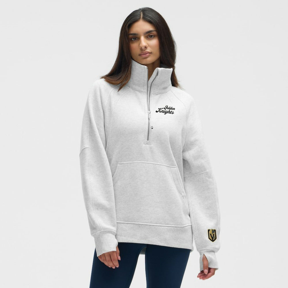 Vegas Golden Knights lululemon Women's Long Scuba Oversized Half-Zip Funnel Neck - Heathered Core Ultra Light Grey | NHL near me