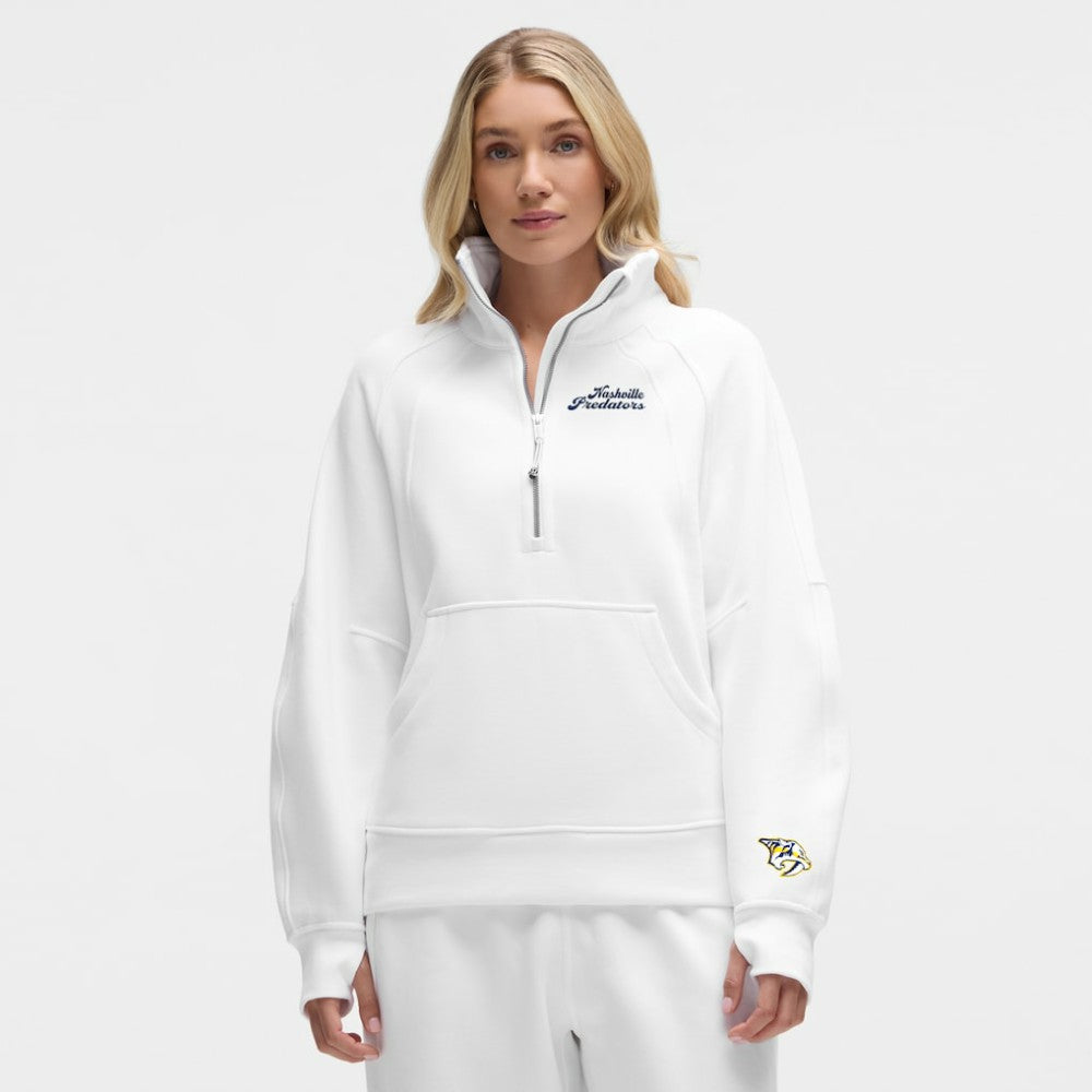 Nashville Predators lululemon Women's Long Scuba Oversized Half-Zip Funnel Neck - White | NHL Lifestyle