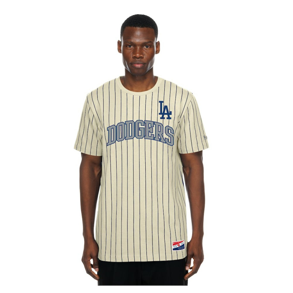 Los Angeles Dodgers New Era Throwback Meshback Pinstripe T-Shirt for sale