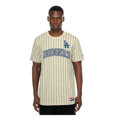 Los Angeles Dodgers New Era Throwback Meshback Pinstripe T-Shirt for sale