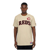 Cincinnati Reds New Era Throwback Meshback Pinstripe T-Shirt Outlet
