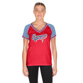 Texas Rangers New Era Women's Gameday V-Neck T-Shirt Discount