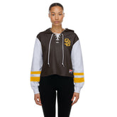 San Diego Padres New Era Women's Boxy Lace-Up Hoodie Outlet