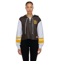 San Diego Padres New Era Women's Boxy Lace-Up Hoodie Outlet