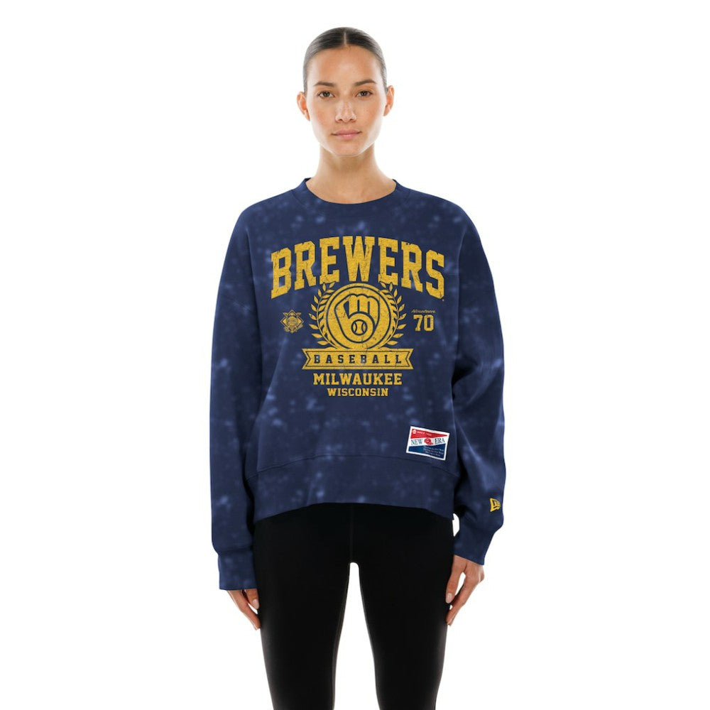 Milwaukee Brewers New Era Women's Throwback Oversized Boxy Sweatshirt Sale