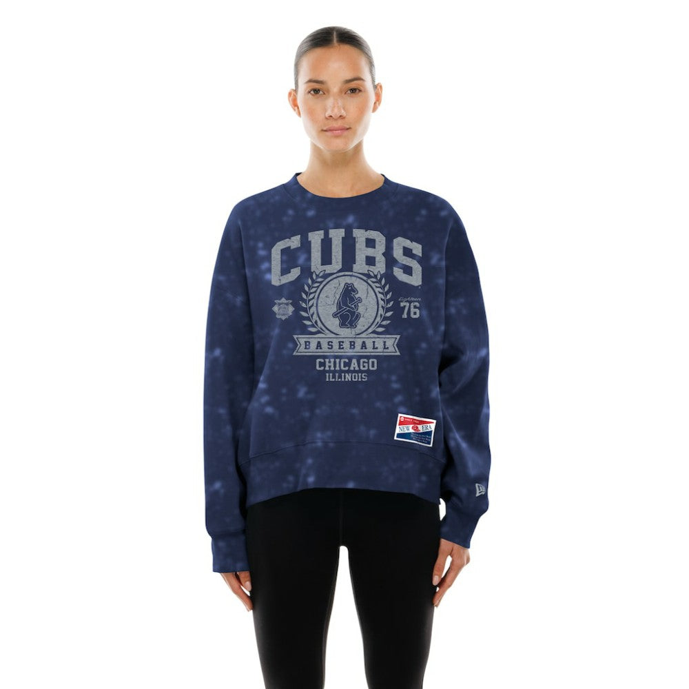 Chicago Cubs New Era Women's Throwback Oversized Boxy Sweatshirt Sale